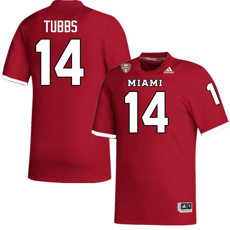 Miami University Redhawks #14 Caleb Tubbs College Football Jerseys Stitched-Red